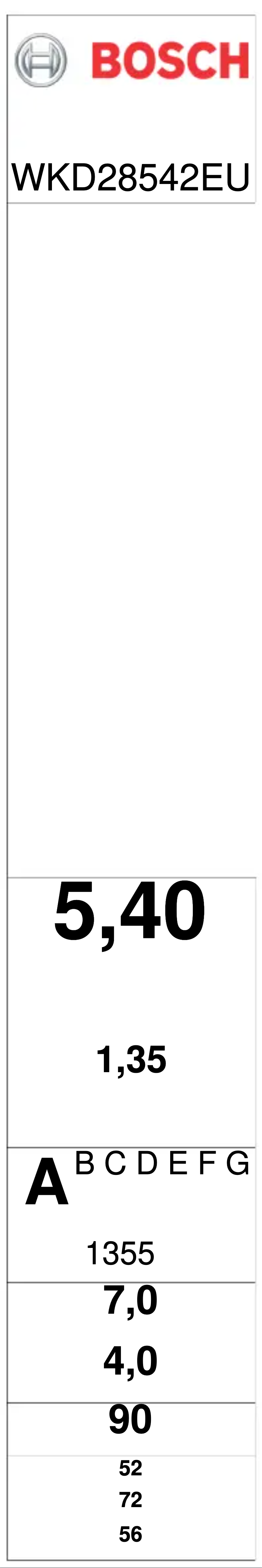 Page n°1 - Label énergétique Bosch WKD28542EU