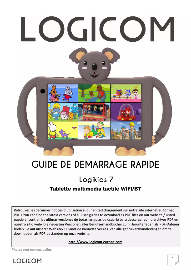 Page 1 de la notice Manuel utilisateur Logicom Logikids 7