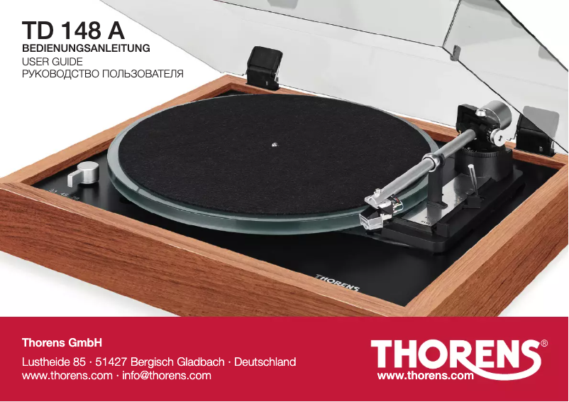 Page n°1 - Manuel utilisateur Thorens TD 148 A