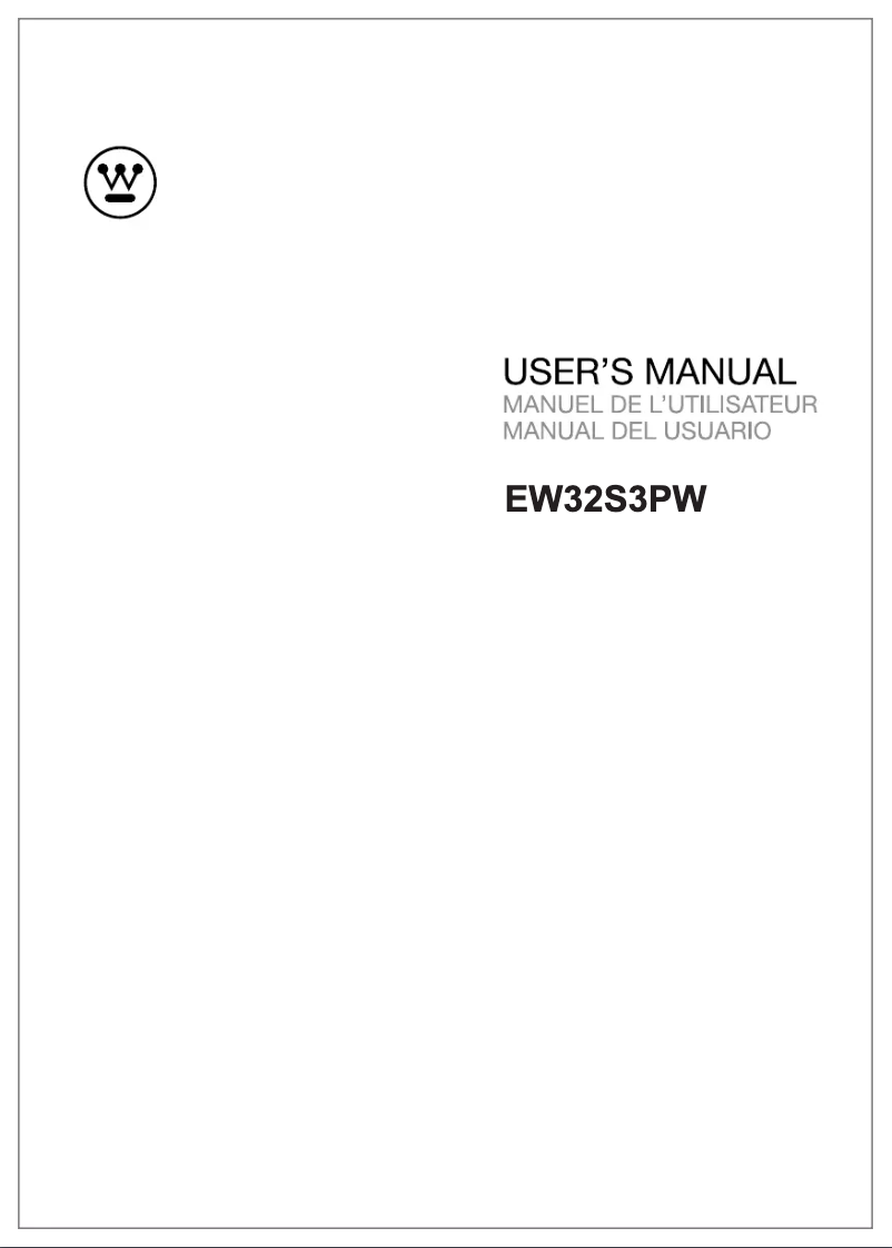 Page n°1 - Manuel utilisateur Westinghouse EW32S3PW