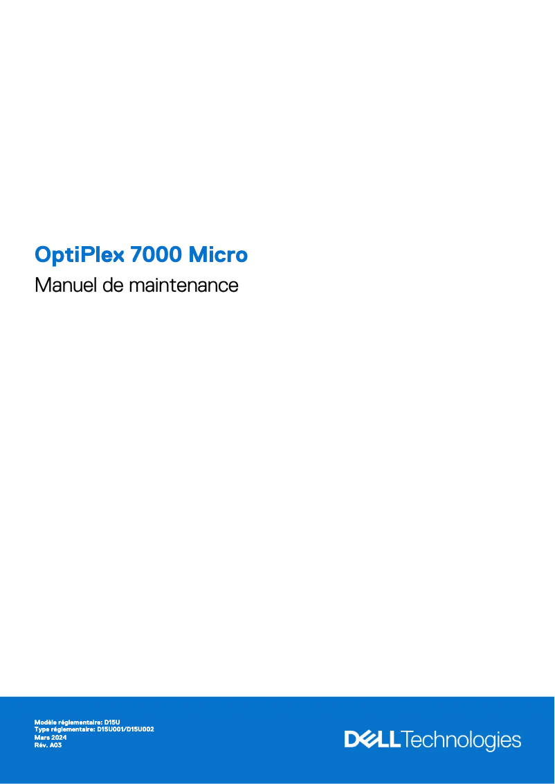 Page n°1 - Manuel d'utilisation et d'entretien Dell OptiPlex 7000 Micro