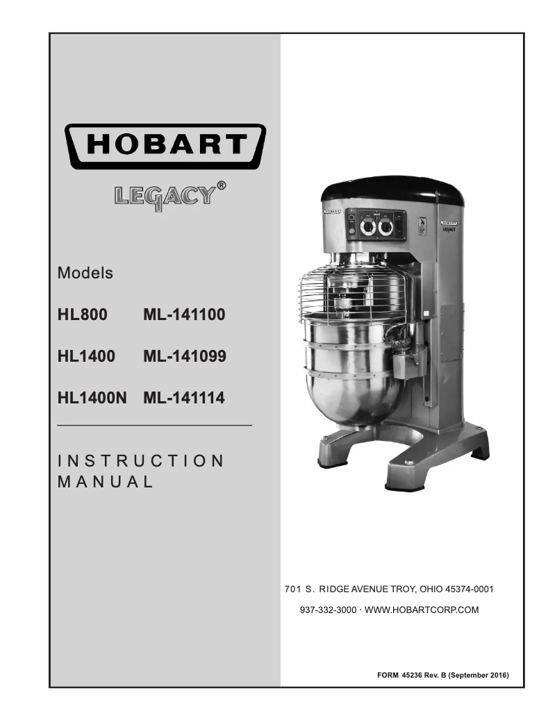 Image de la première page du manuel de l'appareil Legacy+ HL1400