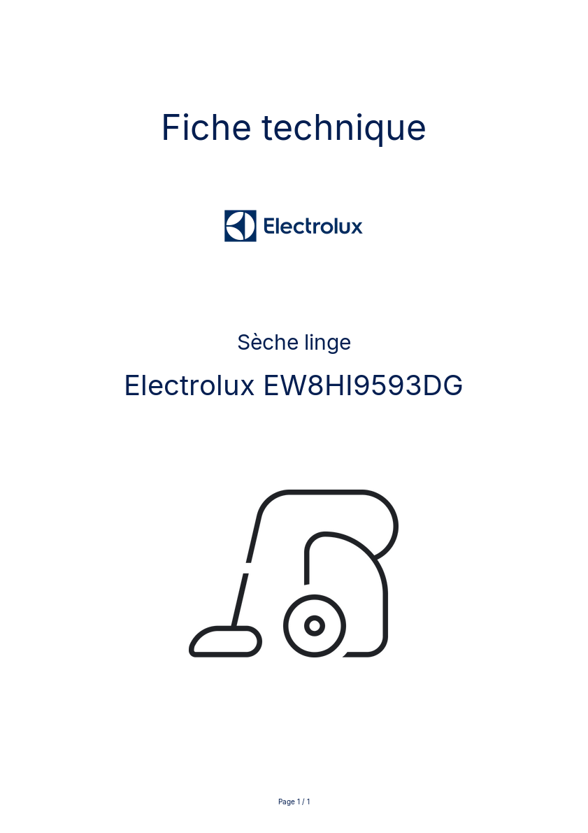 Page n°1 - Fiche technique Electrolux EW8HI9593DG