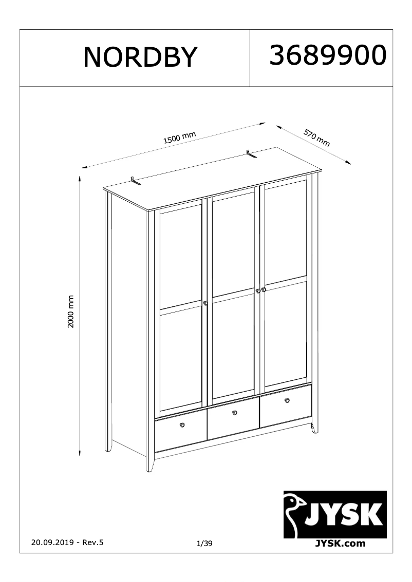 Page 1 de la notice Manuel utilisateur JYSK NORDBY 150x200