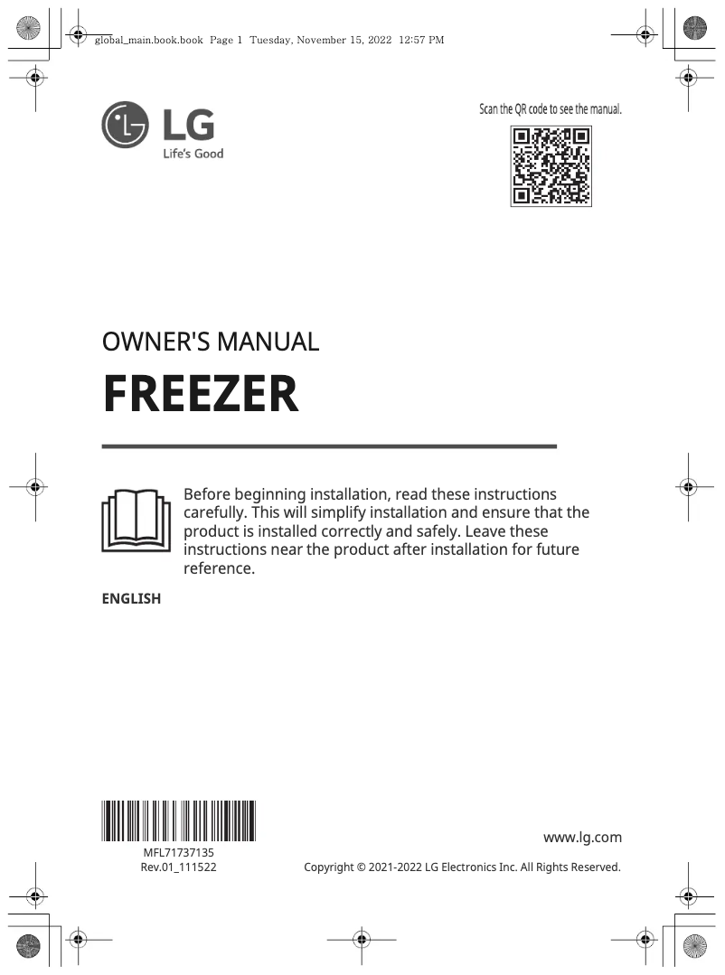 Page n°1 - Manuel utilisateur LG GP-FR386PPMBL
