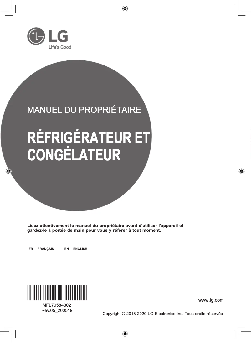 Page n°1 - Manuel utilisateur LG GBB59SWRZS