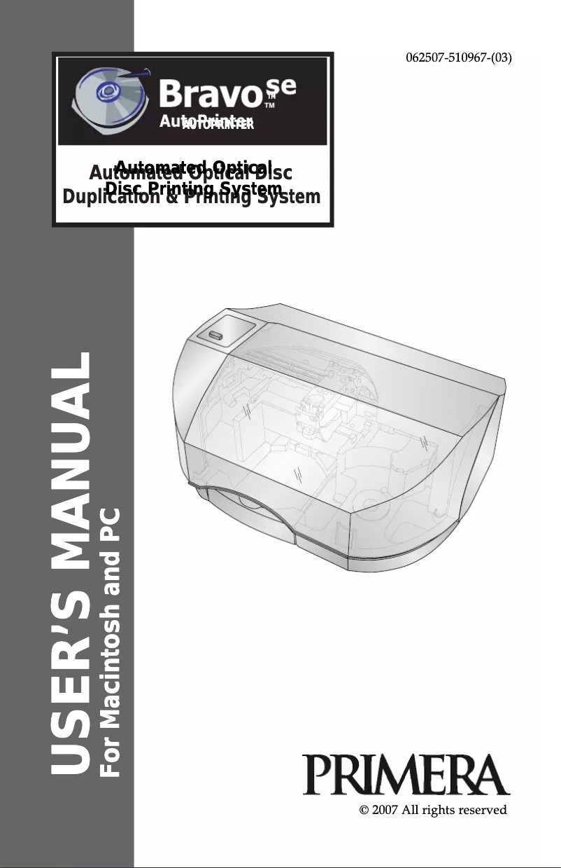 Page 1 de la notice Manuel utilisateur Primera Bravo SE