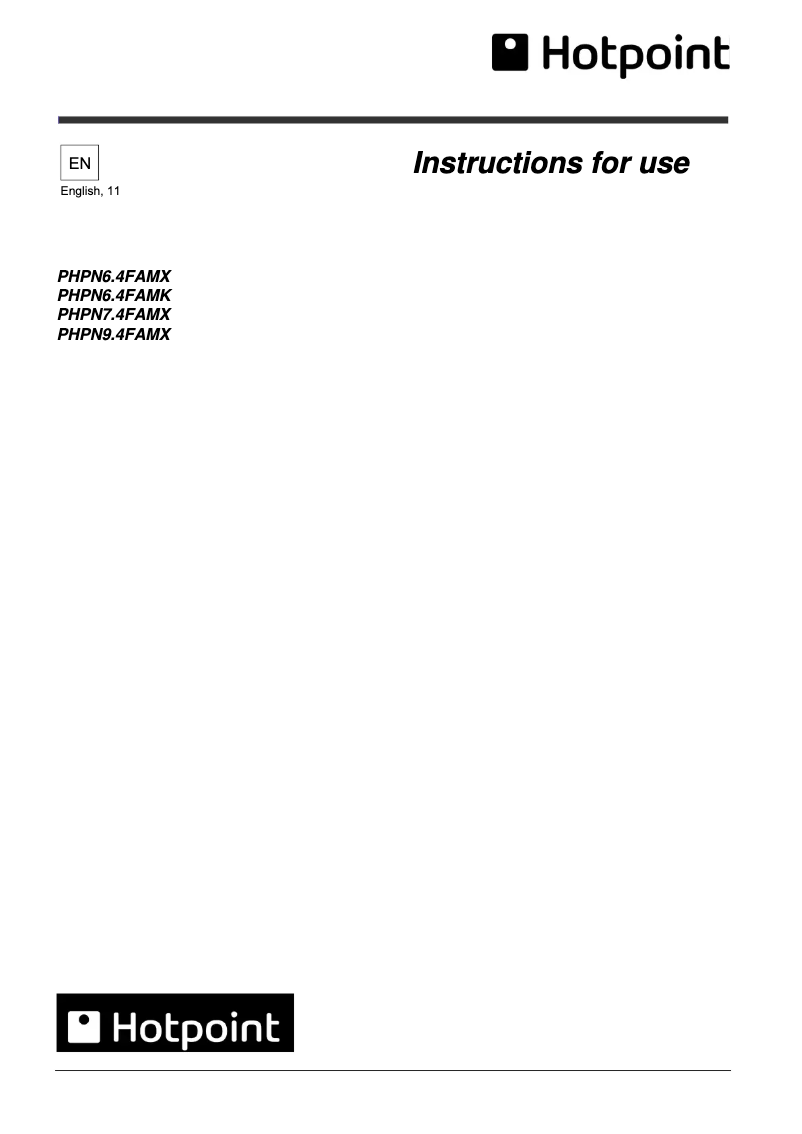 Page 1 de la notice Manuel utilisateur Hotpoint PHPN6.4FAMX