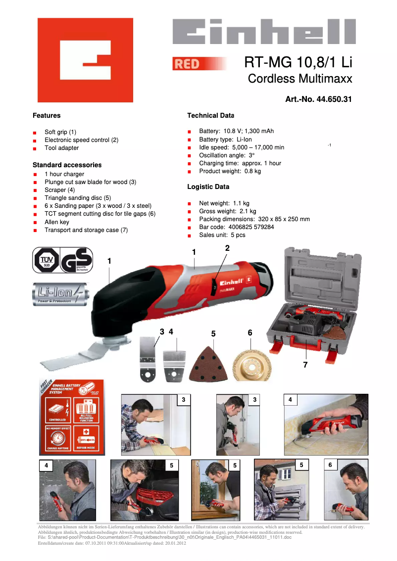 Image de la première page du manuel de l'appareil TE-MG 12 Li