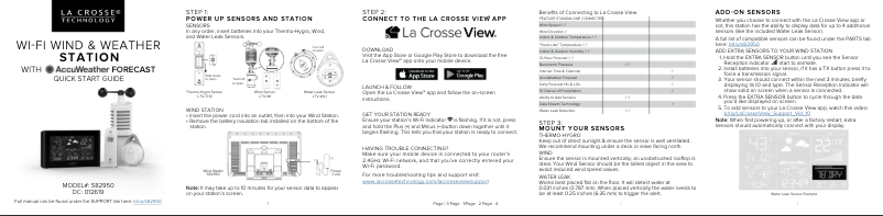 Page n°1 - Guide de démarrage rapide La Crosse Technology S82950