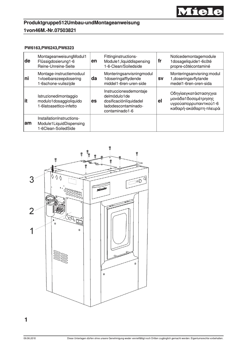 Page n°1 - Manuel utilisateur Miele MF 01-RU