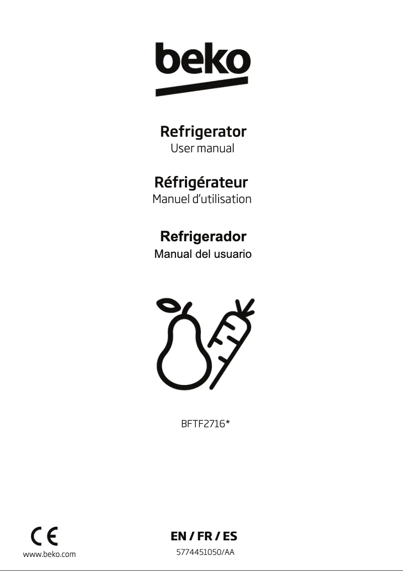 Page 1 de la notice Manuel utilisateur Beko BFTF2716WHIM