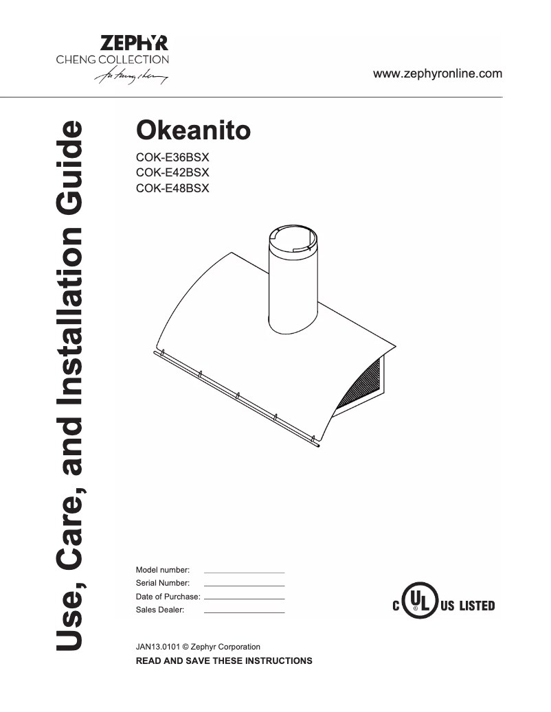 Page n°1 - Manuel utilisateur Zephyr COKE36BSX