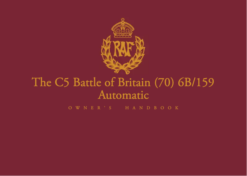 Image de la première page du manuel de l'appareil C5 Battle of Britain