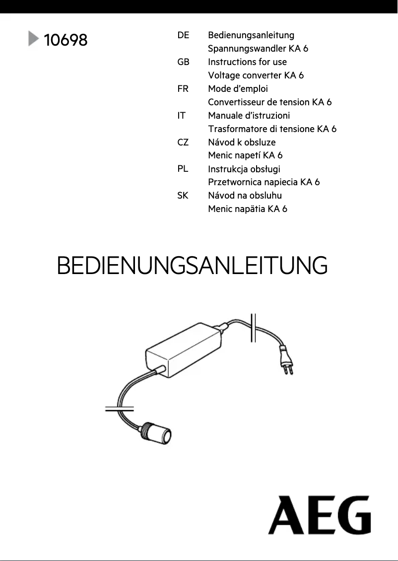 Página 1 del manual Manual de usuario AEG 10698