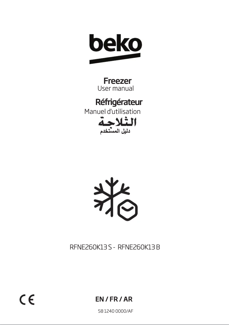 Page 1 de la notice Manuel utilisateur Beko RFNE260K13B