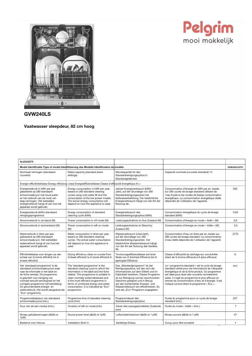 Image de la première page du manuel de l'appareil GVW240LS