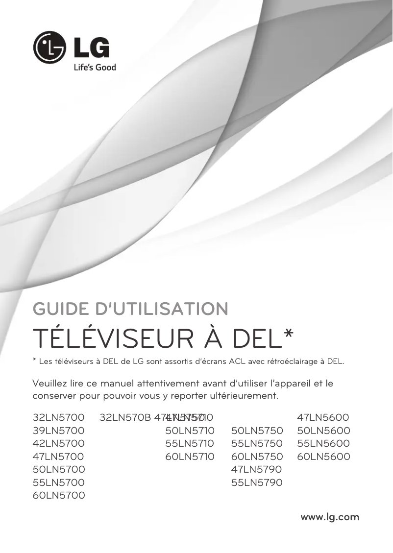 Page 1 de la notice Manuel utilisateur LG 60LN5600