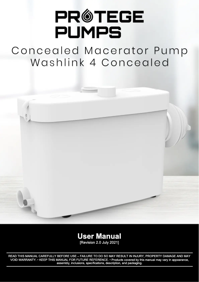 Image de la première page du manuel de l'appareil Washlink 4 Concealed