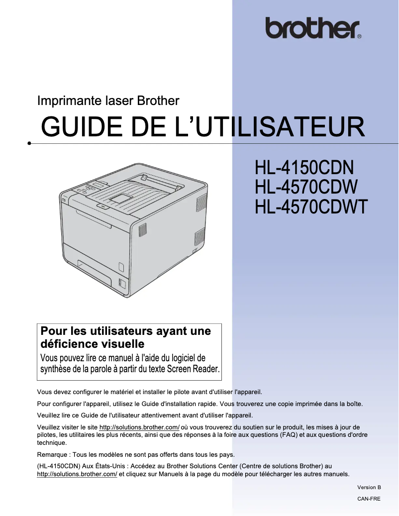Page n°1 - Manuel utilisateur Brother HL-4150CDN