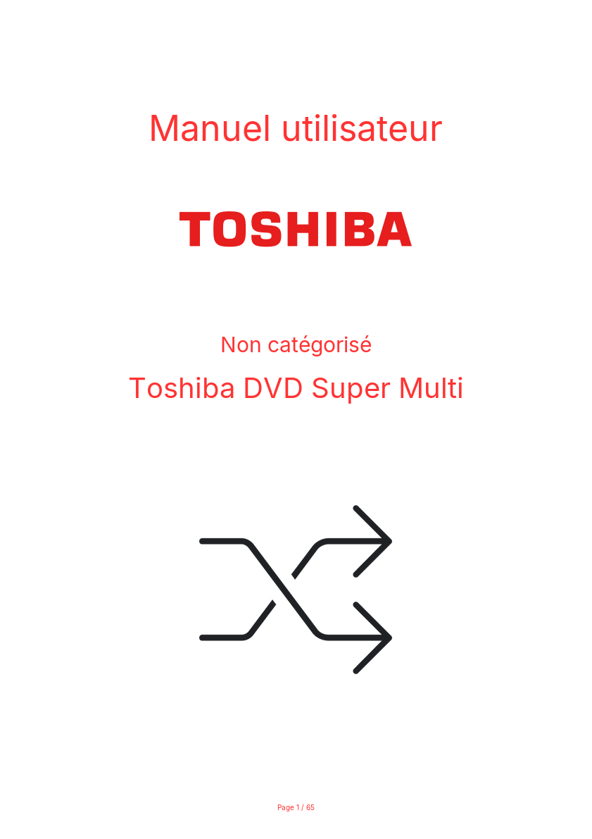 Page n°1 - Manuel utilisateur Toshiba DVD Super Multi