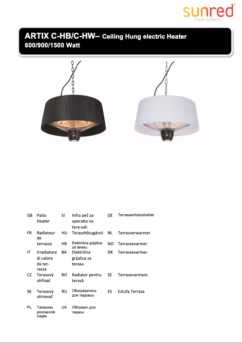 Page 1 de la notice Manuel utilisateur SunRed Artix 1500