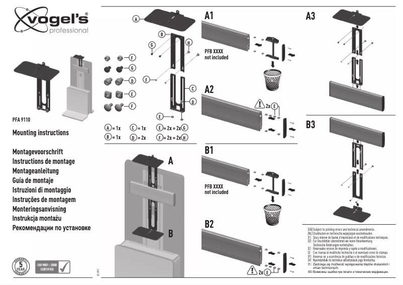 Page n°1 - Manuel utilisateur Vogel's PFA 9110