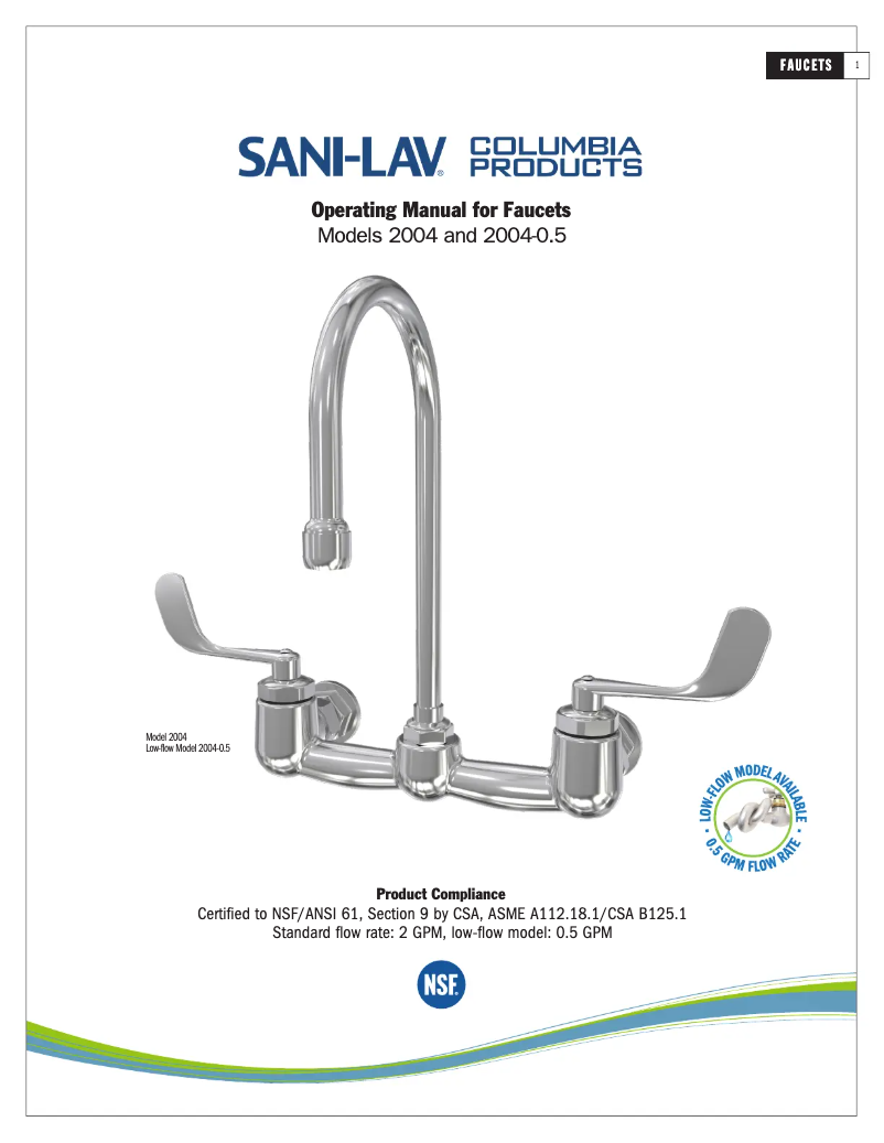 Page 1 de la notice Manuel utilisateur Sani-Lav 2004