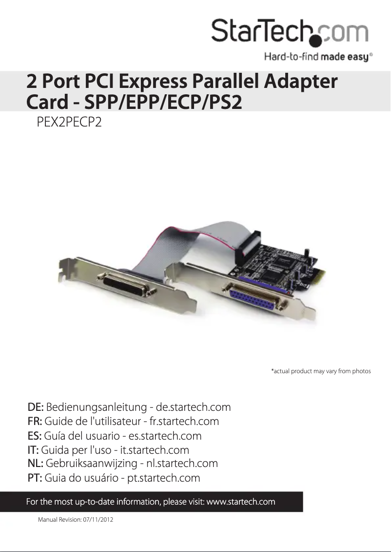 Page 1 de la notice Manuel utilisateur StarTech.com PEX2PECP2