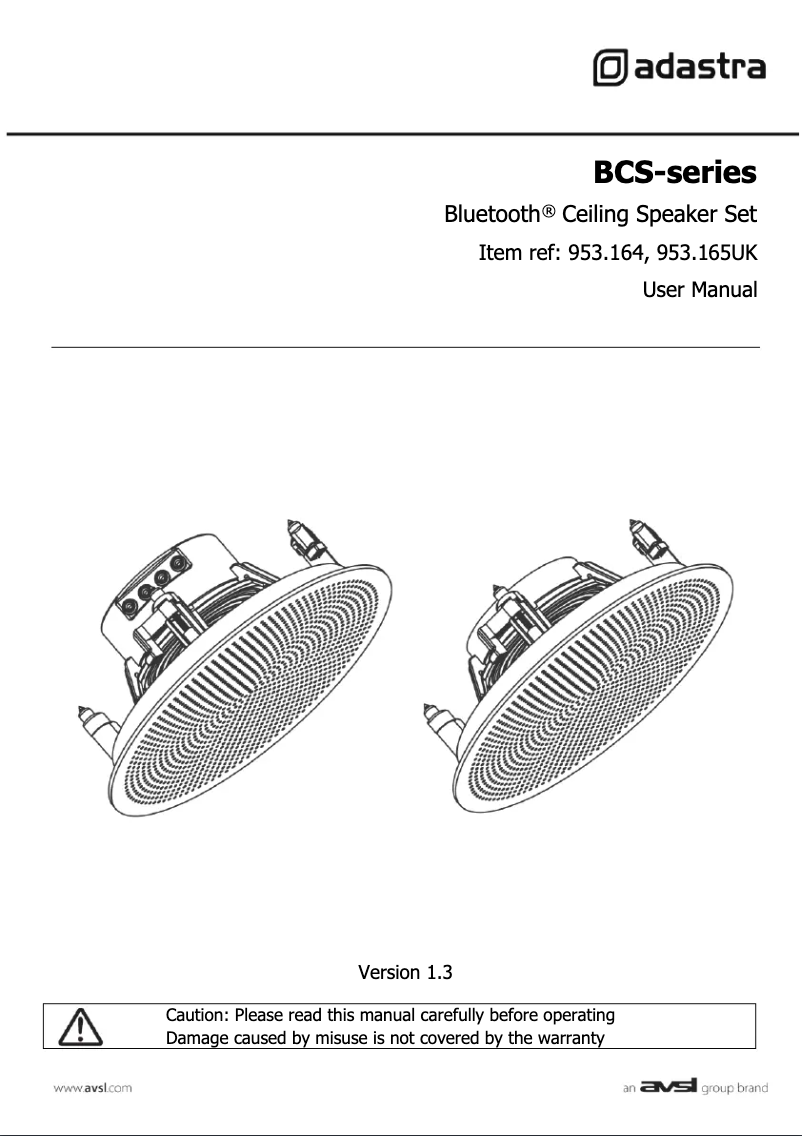 Page 1 de la notice Manuel utilisateur Adastra BCS52S