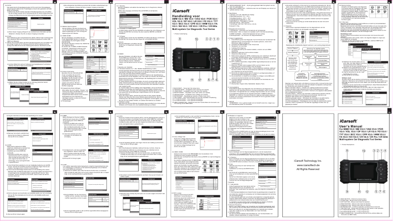 Page n°1 - Manuel utilisateur iCarsoft POR V2.0