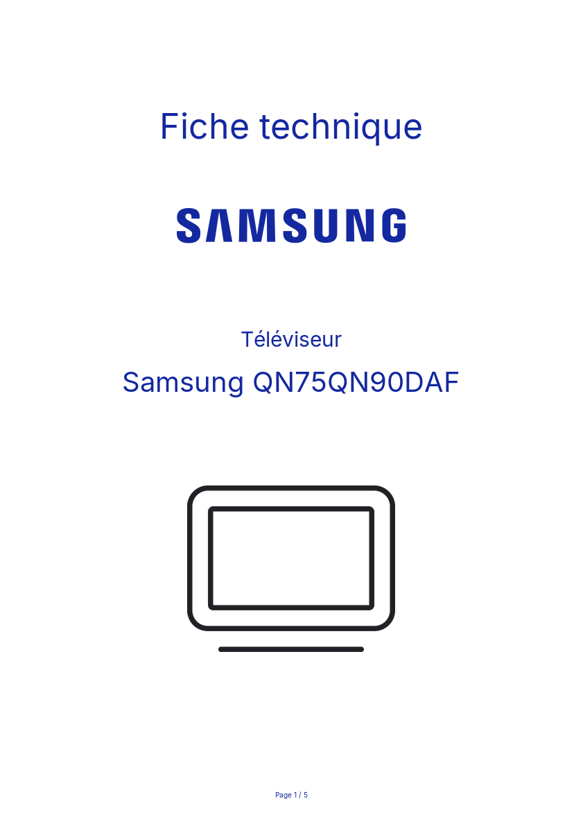 Page n°1 - Fiche technique Samsung QN75QN90DAF