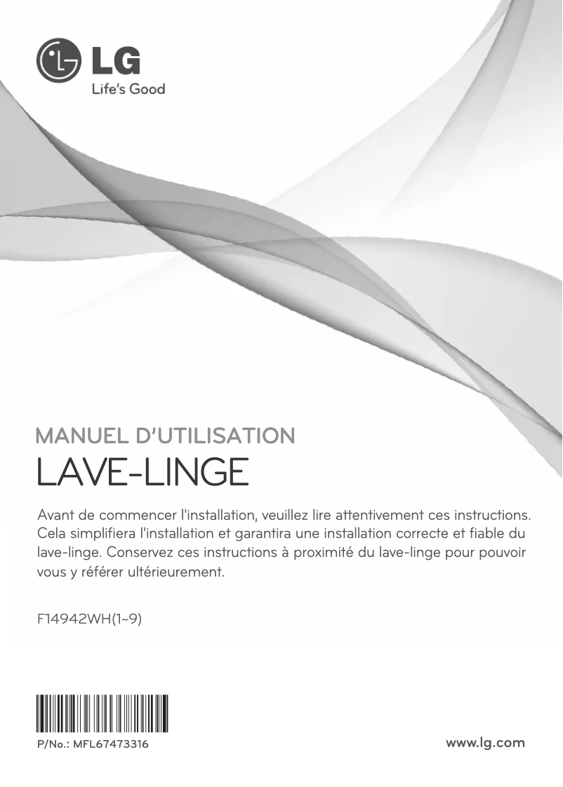 Page 1 de la notice Manuel utilisateur LG F14942WH