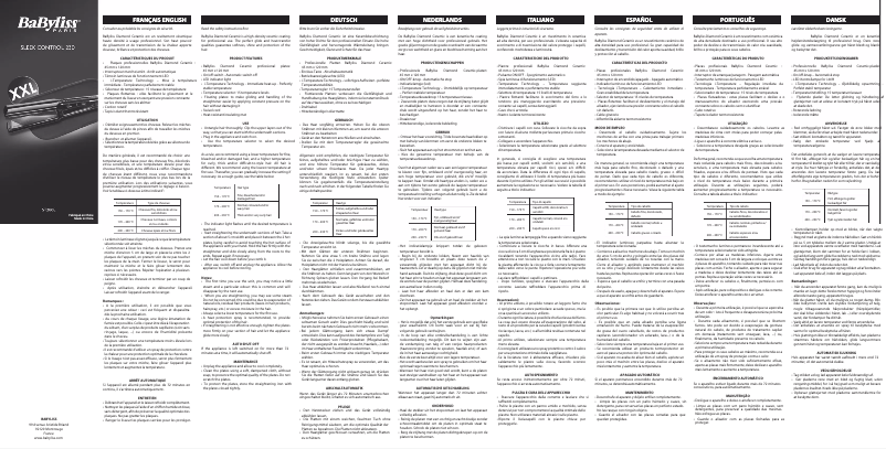 Page 1 de la notice Manuel utilisateur BaByliss ST280E