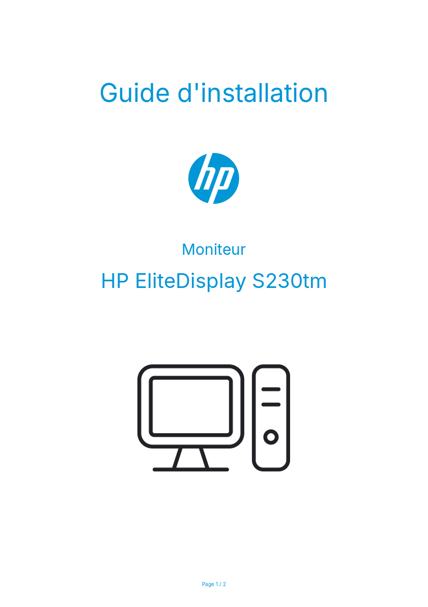 Image de la première page du manuel de l'appareil EliteDisplay S230tm