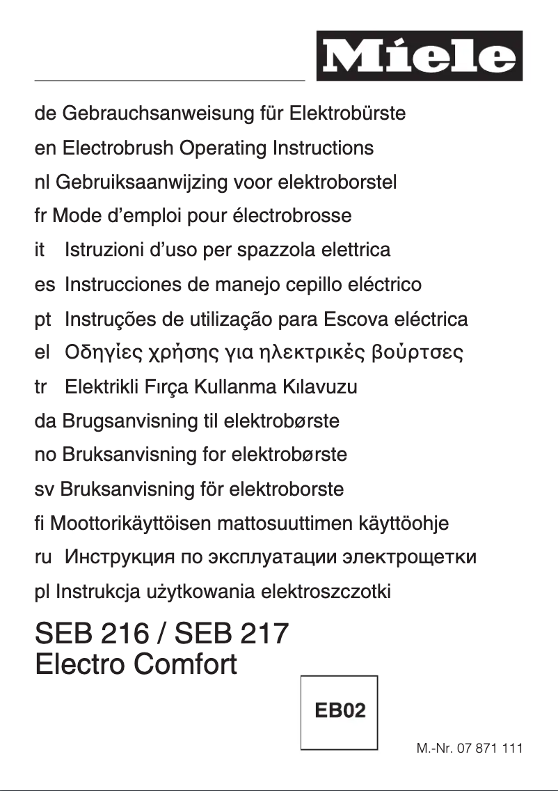 Page 1 de la notice Manuel utilisateur Miele S 194 ELECTRO