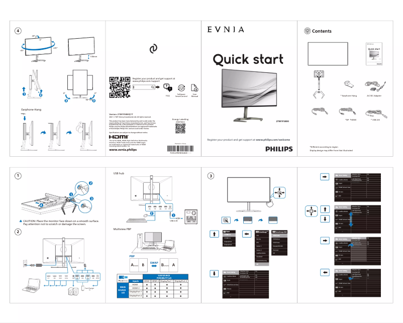Page 1 de la notice Guide de démarrage rapide Philips 27M1F5800