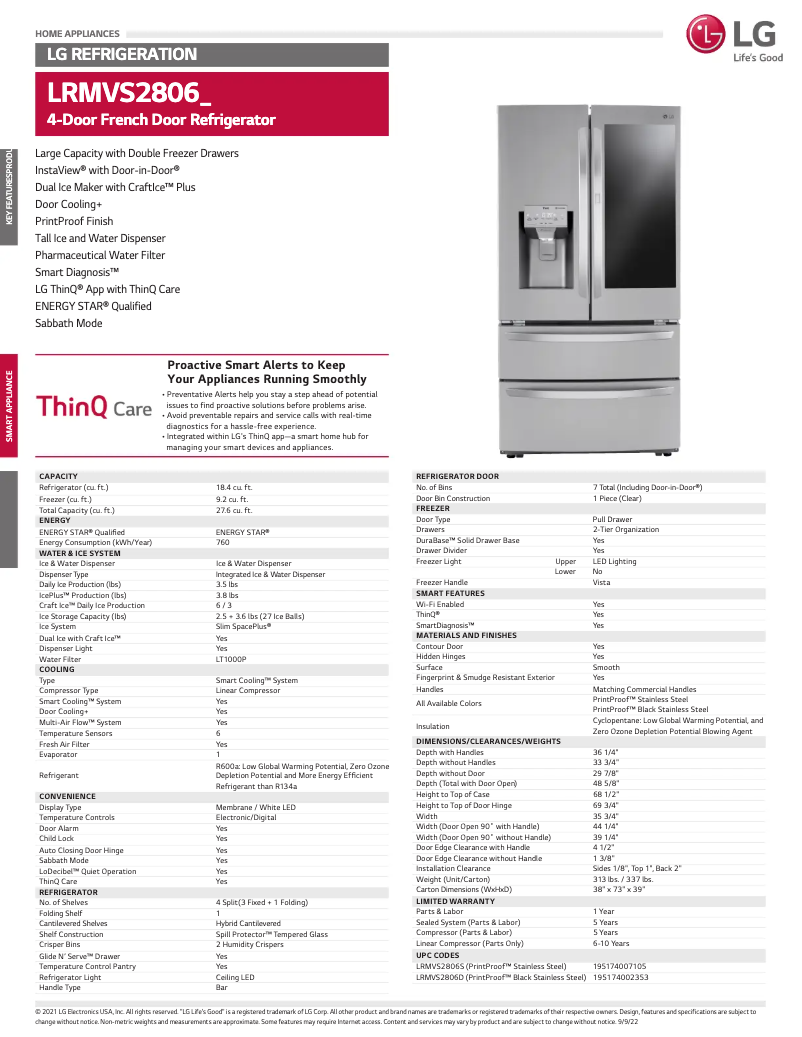 Image de la première page du manuel de l'appareil LRMVS2806S