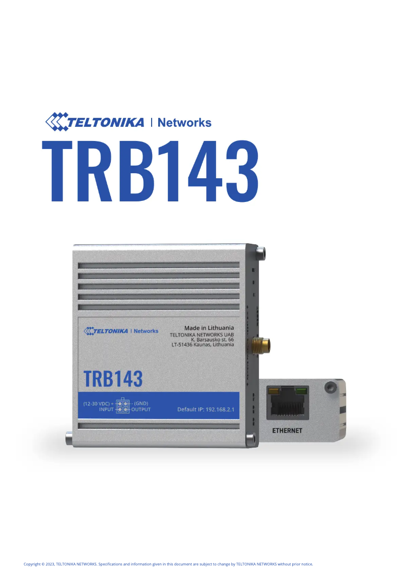 Página 1 del manual Manual de instrucciones Teltonika TRB143