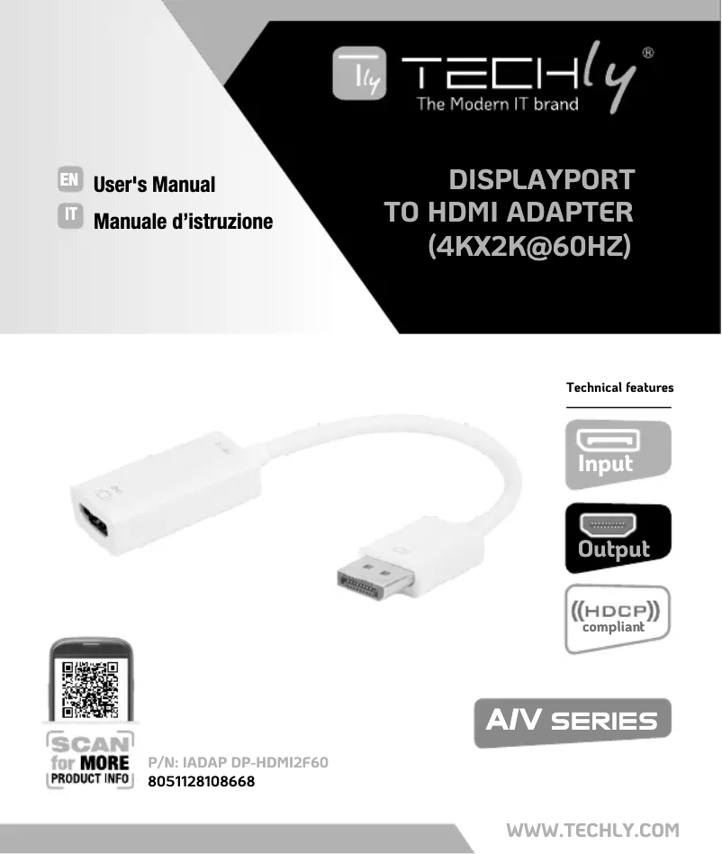 Page n°1 - Manuel utilisateur Techly IADAP DP-HDMI2F60