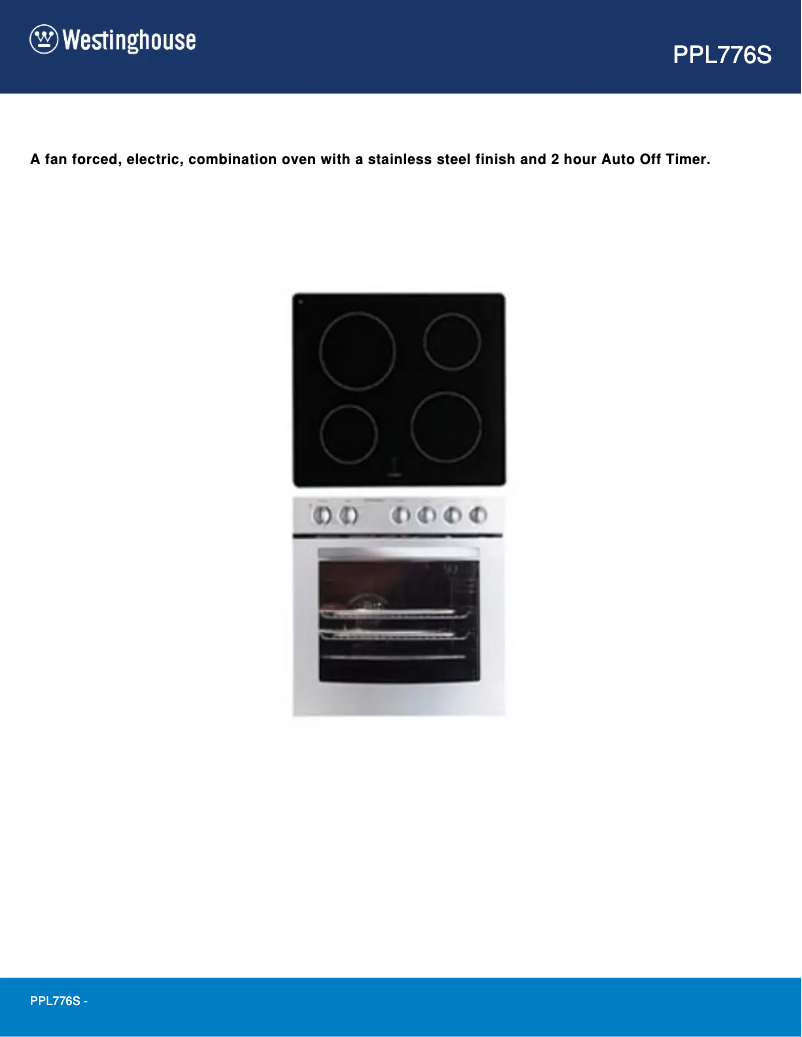 Page n°1 - Fiche technique Westinghouse PPL776S