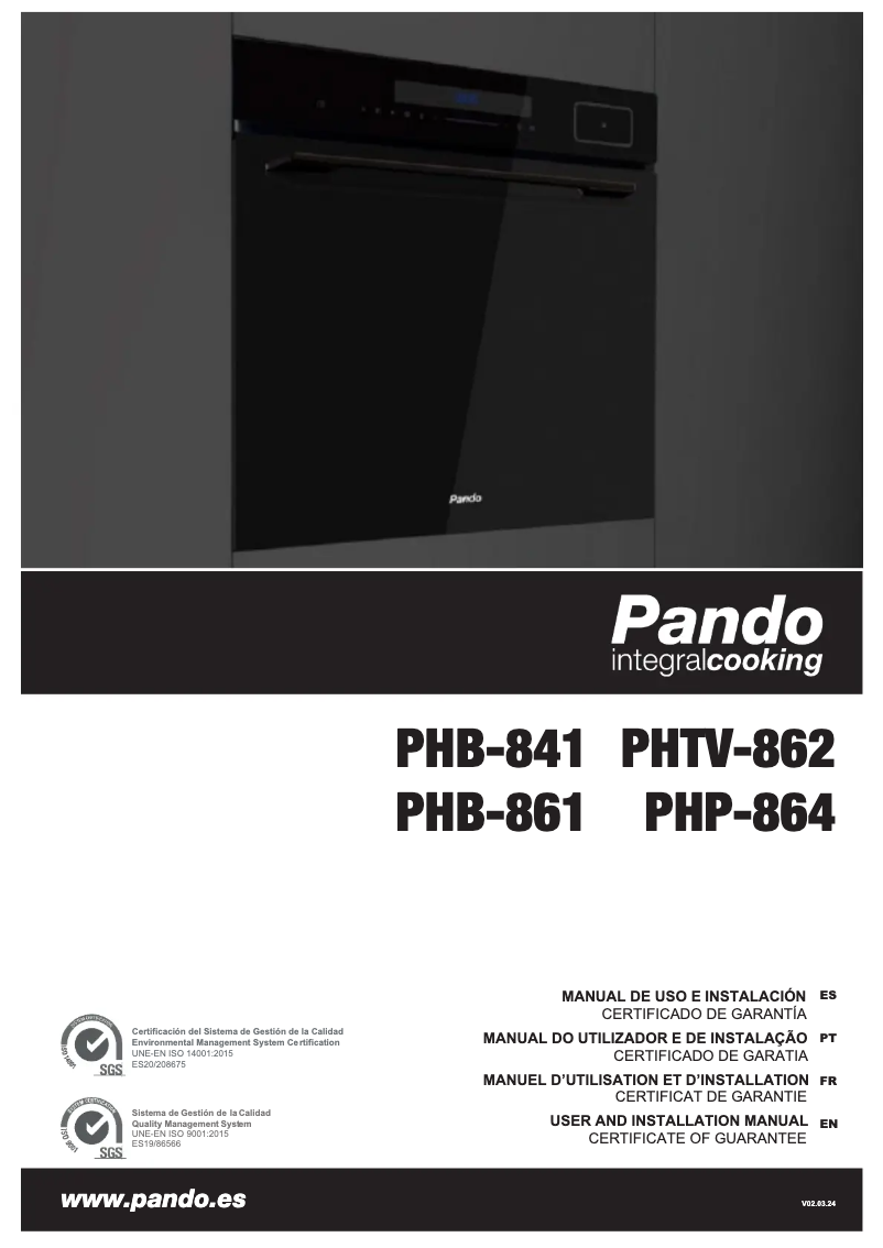 Page n°1 - Manuel utilisateur Pando PHTV-862