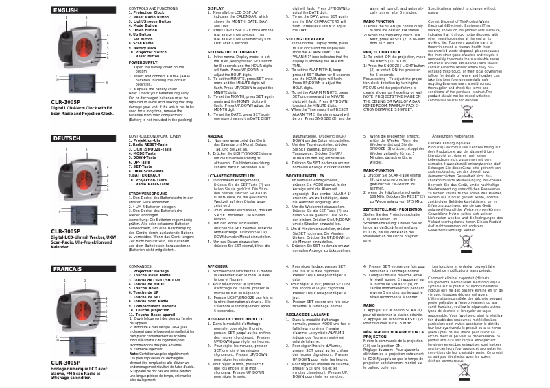 Page 1 de la notice Manuel utilisateur Roadstar CLR-3005P