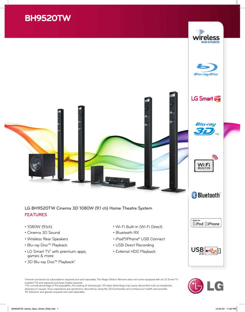 Página 1 del manual Ficha técnica LG BH9520TW
