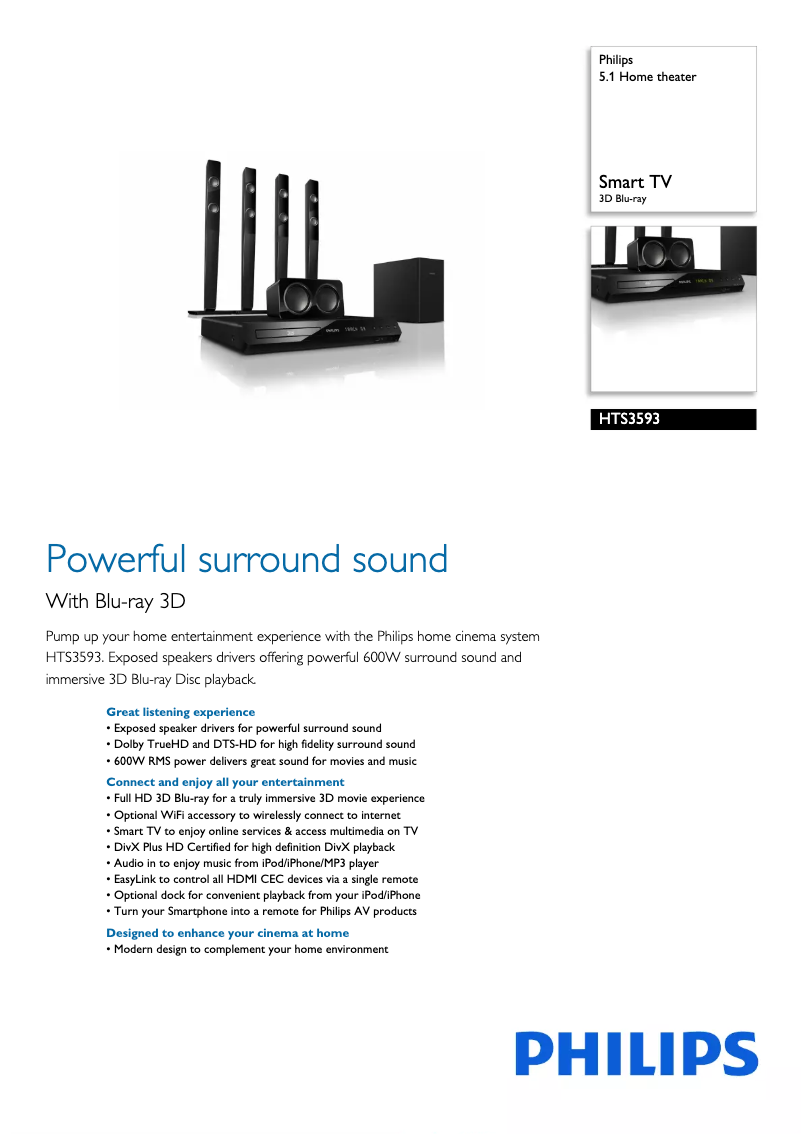 Page n°1 - Brochure Philips HTS3593