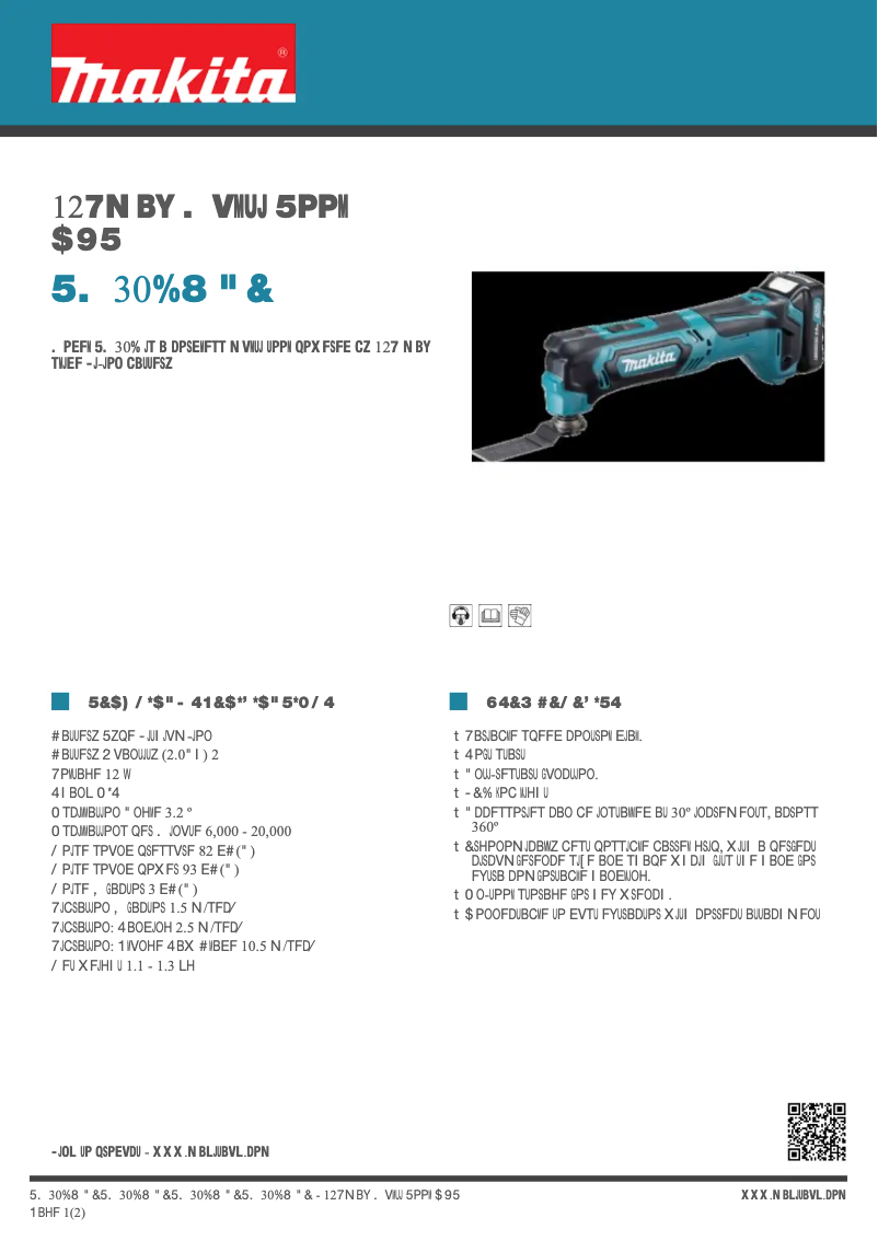Page 1 de la notice Fiche technique Makita TM30DWAE