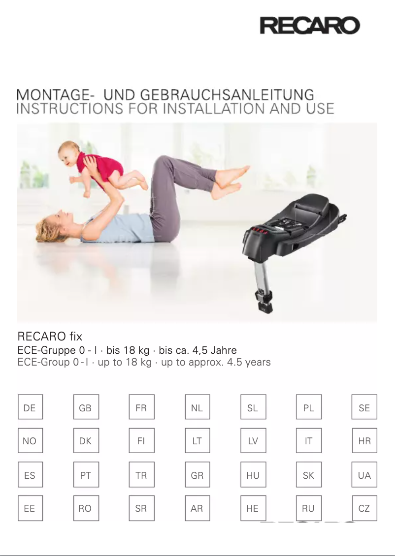 Page 1 de la notice Manuel utilisateur Recaro Fix Base