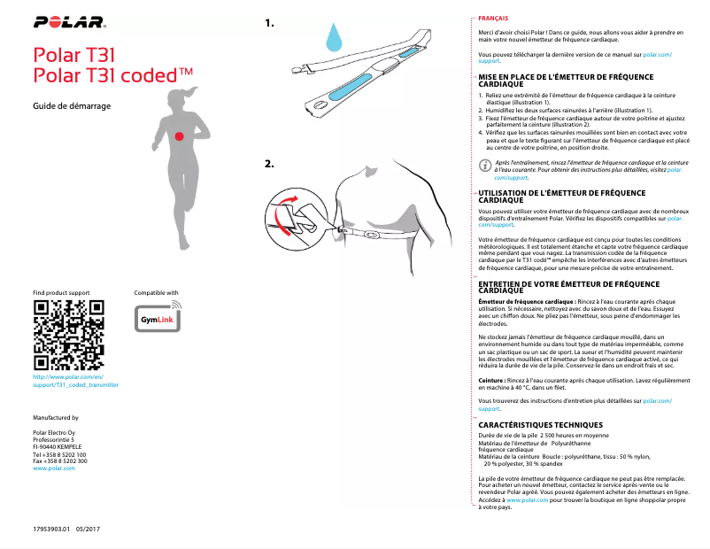 Page 1 de la notice Manuel utilisateur Polar T31 coded
