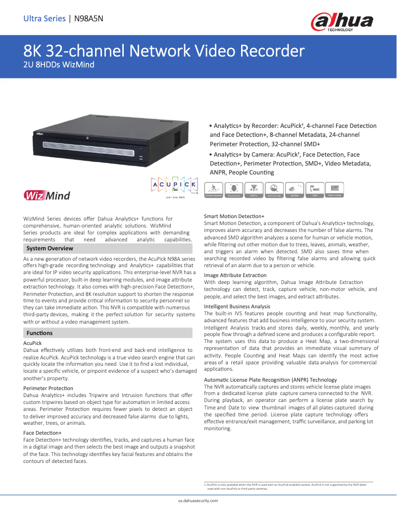 Page n°1 - Fiche technique Dahua Technology N98A5N