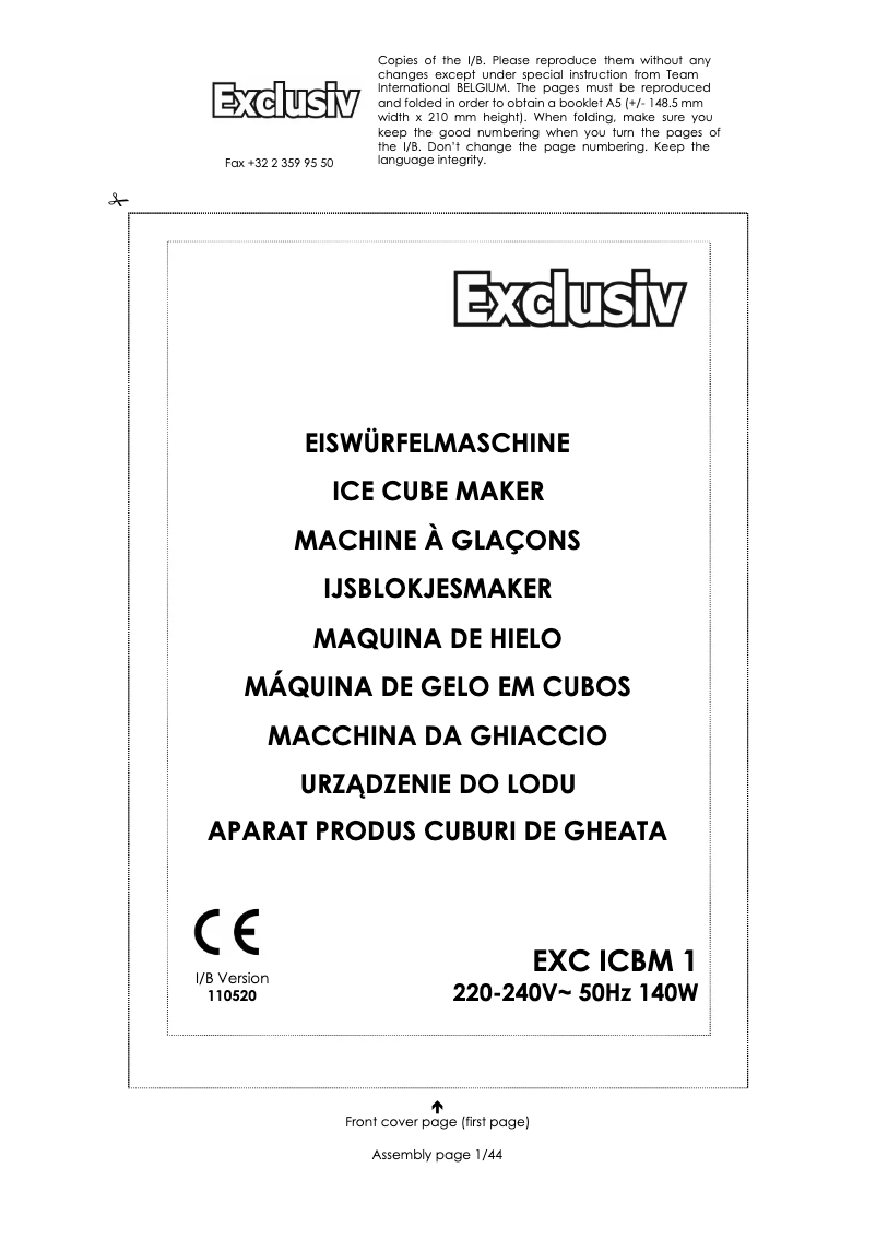 Page 1 de la notice Manuel utilisateur Kalorik EXC ICBM 1